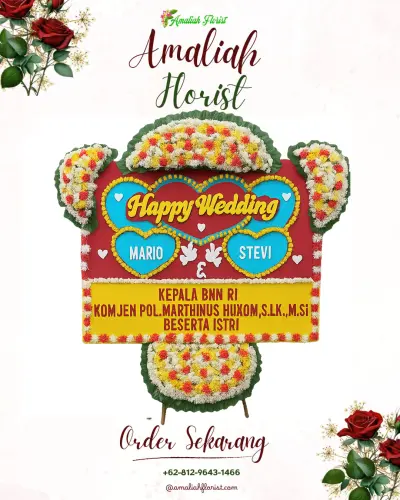 Karangan Papan Bunga Pernikahan di Pocanan